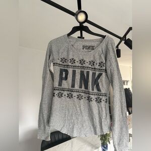 PINK Victoria's Secret Gray Long Sleeve Tee